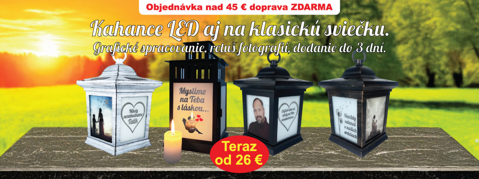 Kahance a svietniky na hrob s fotkou